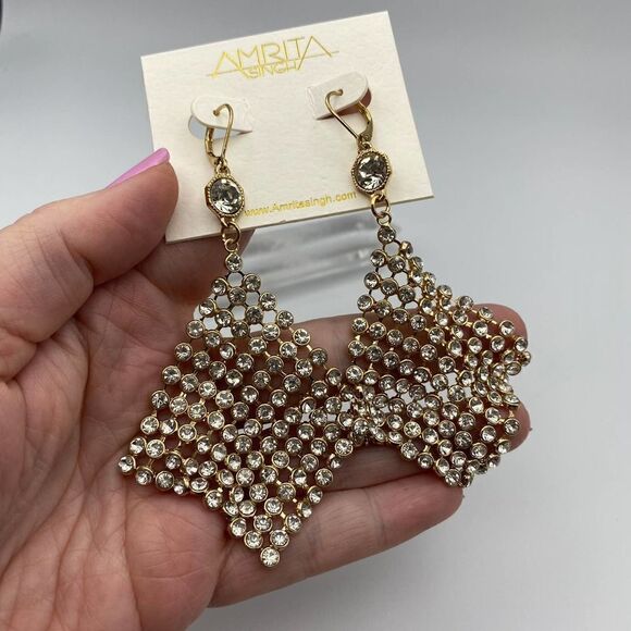 Amrita Singh Crystal Gold Drop Earring - Picture 9 of 9